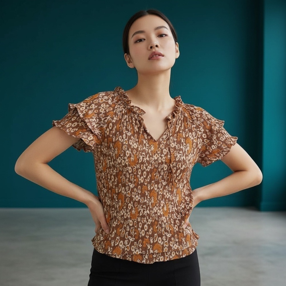 Olivia James the Label Boho Women’s Cafe Floral Vine Astrid Blouse Size XL